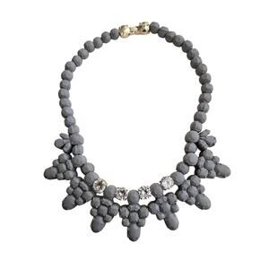 EK Thongprasert Pale Blue and Clear Crystal Silicone Silver Metal Necklace, 17"